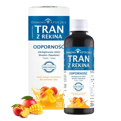 Domowa Apteczka suplement diety tran z rekina o smaku mango i brzoskwini, 250 ml