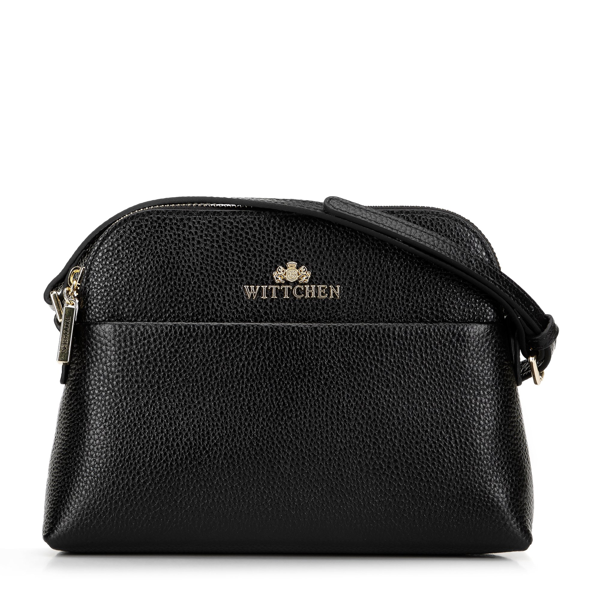 Minitorebka skórzana trapezowa czarno-złota