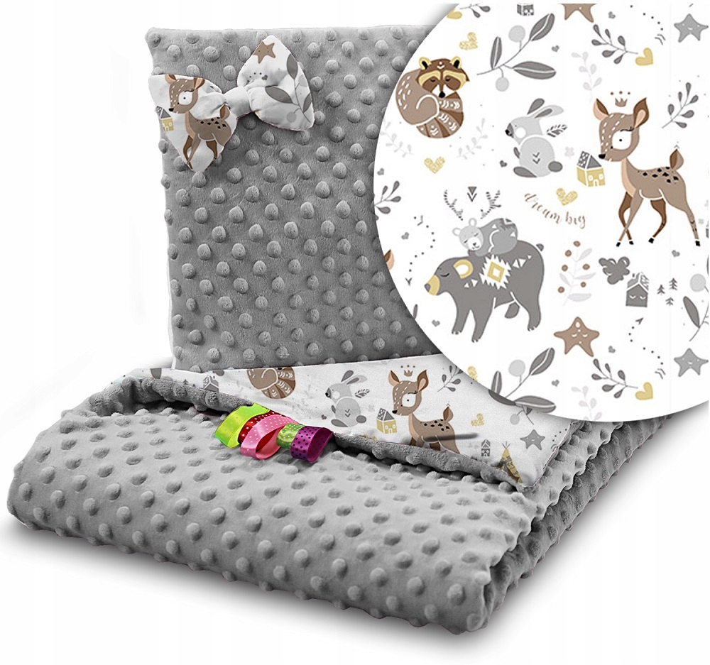 Babymam komplet do wózka minky kocyk + poduszka