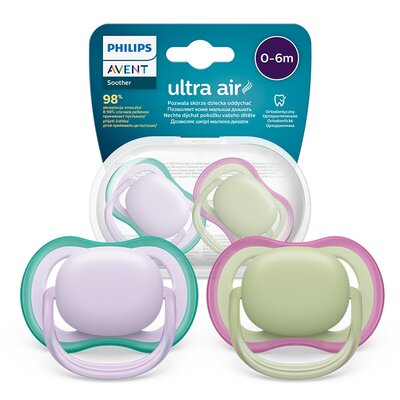 Smoczek PHILIPS Avent Ultra Air SCF085/24 0-6 m Wielokolorowy (2 sztuki)