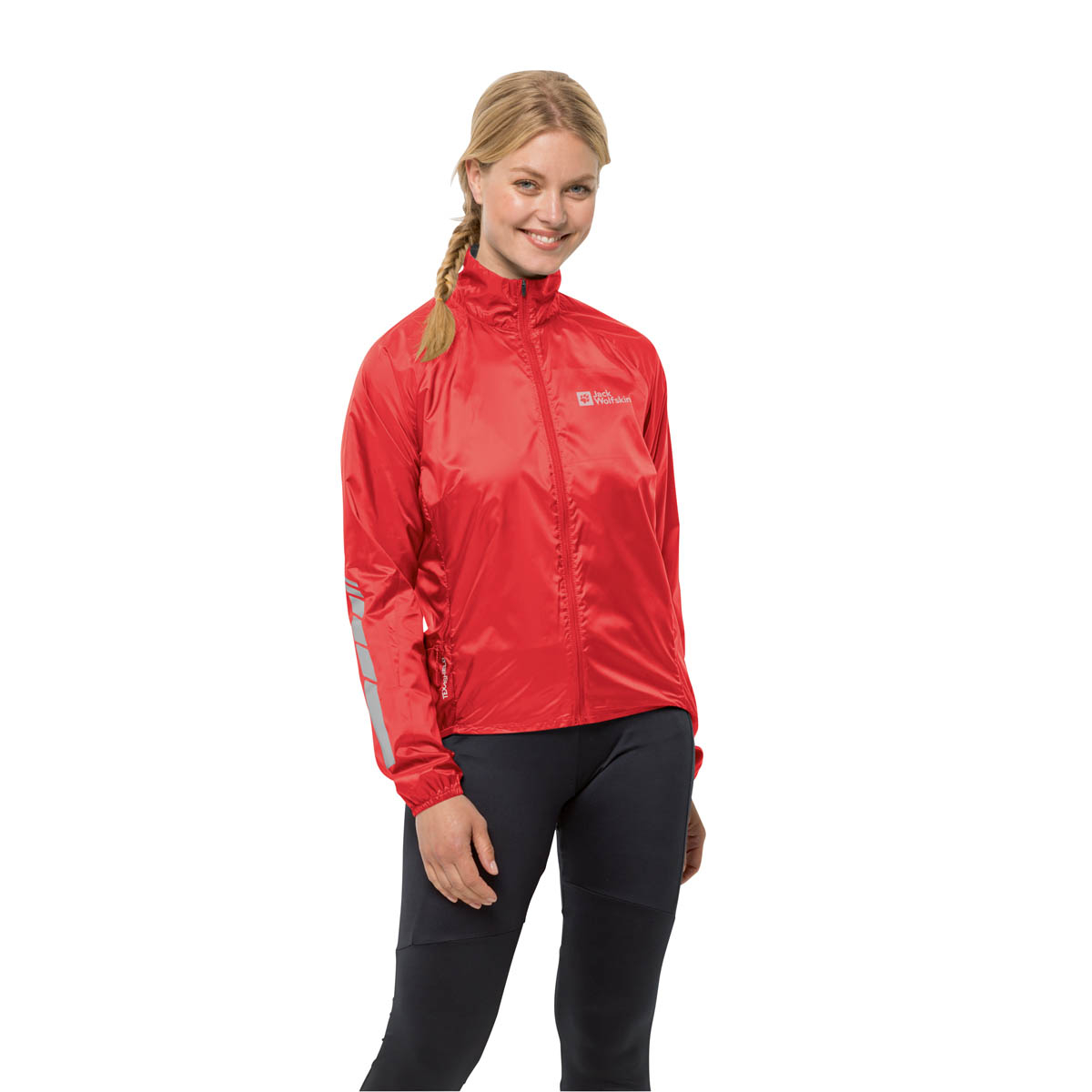 Damska kurtka softshellowa na rower Jack Wolfskin MOROBBIA WIND JKT W tango orange - S
