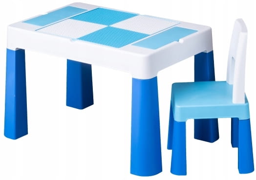 TEGA stolik multifun + krzesełko + plansza do lego