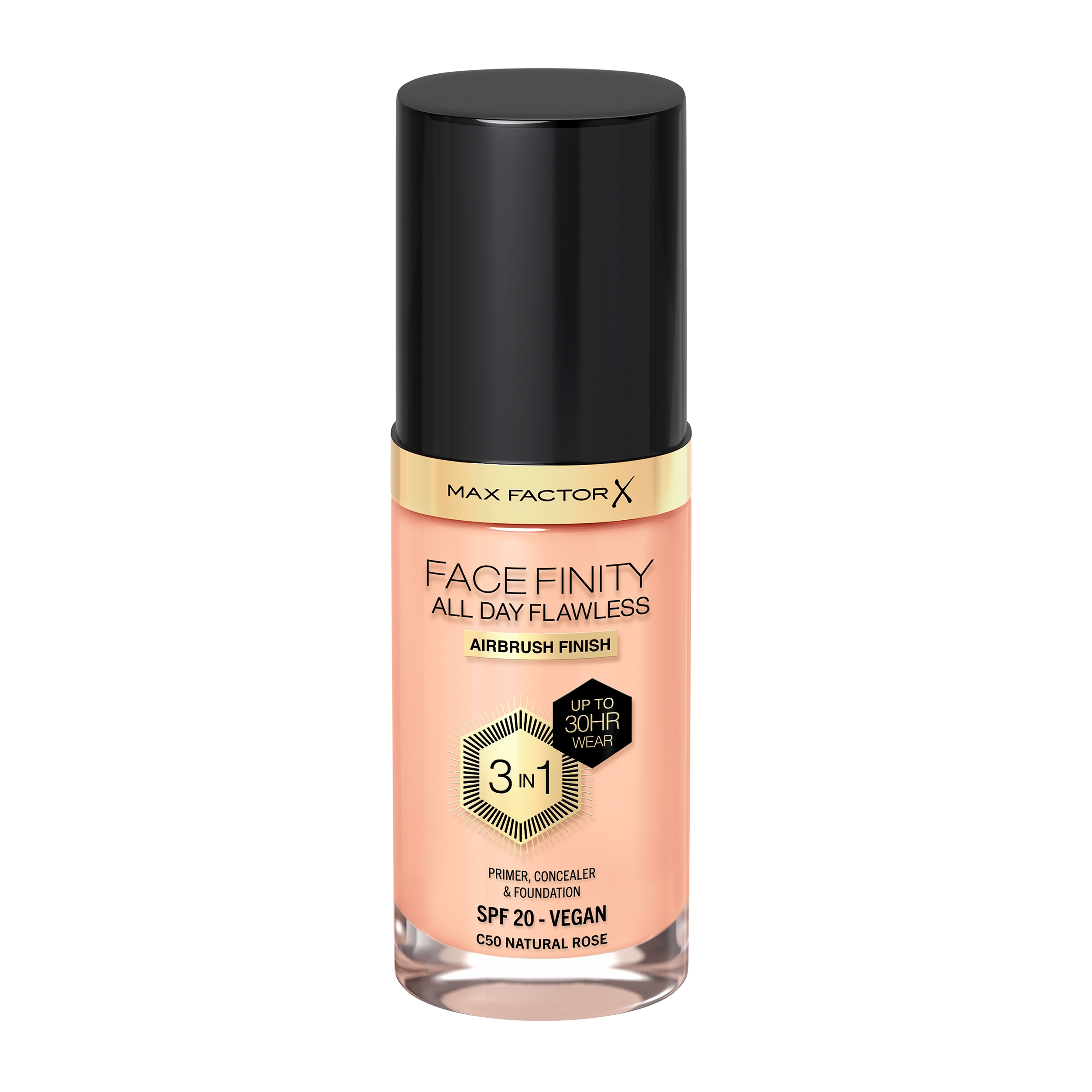 Max Factor Facefinity All Day Flawless 3w1 kryjący podkład w płynie do twarzy C50 natural rose, 30 ml
