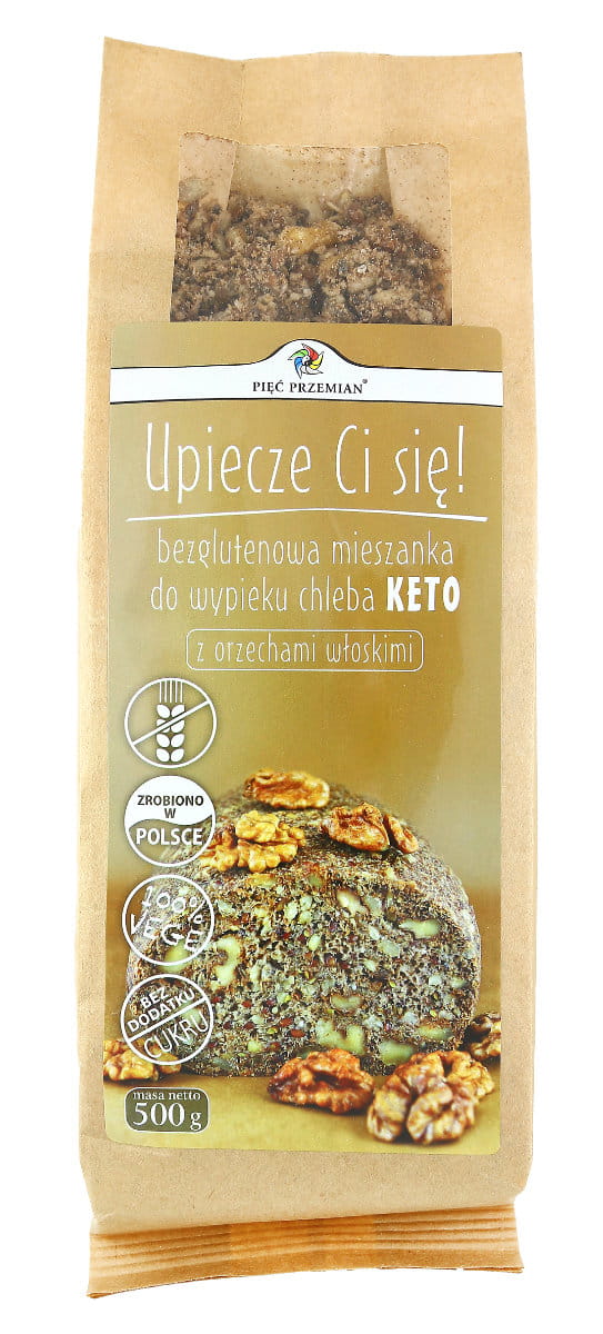 Mieszanka do wypieku chleba KETO z orzechami włoskimi bezglutenowa 500g (Pięć Przemian)