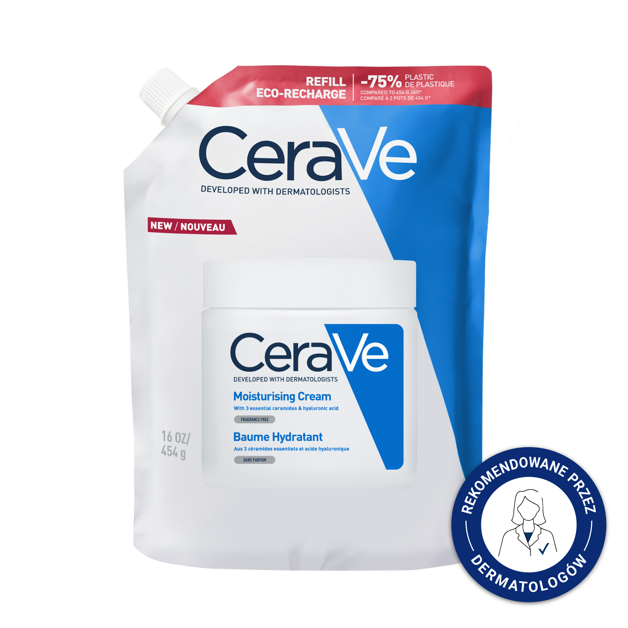 CeraVe nawilżający balsam do ciała i twarzy do skóry suchej i bardzo suchej refill, 454 g