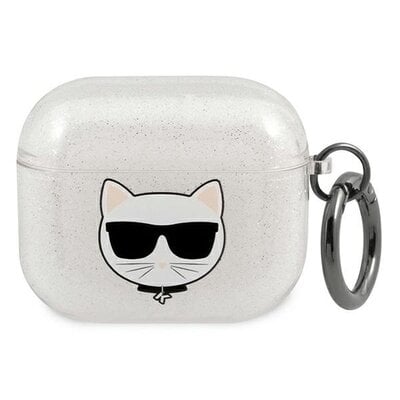 Etui na słuchawki KARL LAGERFELD Choupette Head do Apple AirPods 3 Srebrny