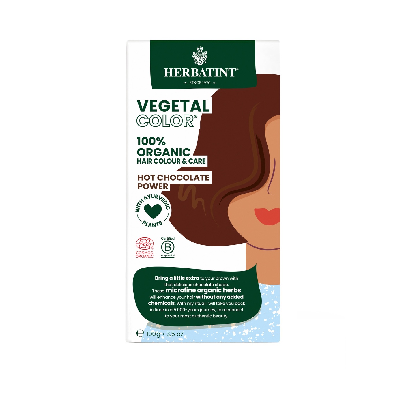 Herbatint Vegetal Color bio henna w mikropudrze Gorąca Czekolada, 100g