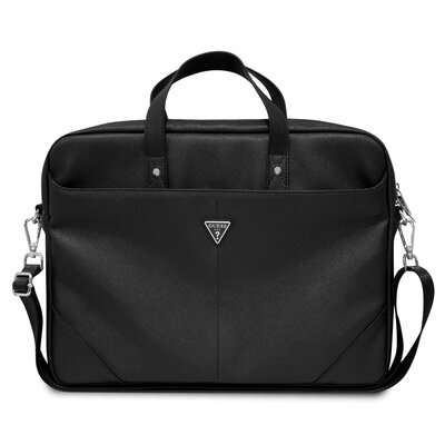 Torba na laptopa GUESS Saffiano Triangle Logo 16 cali Czarny