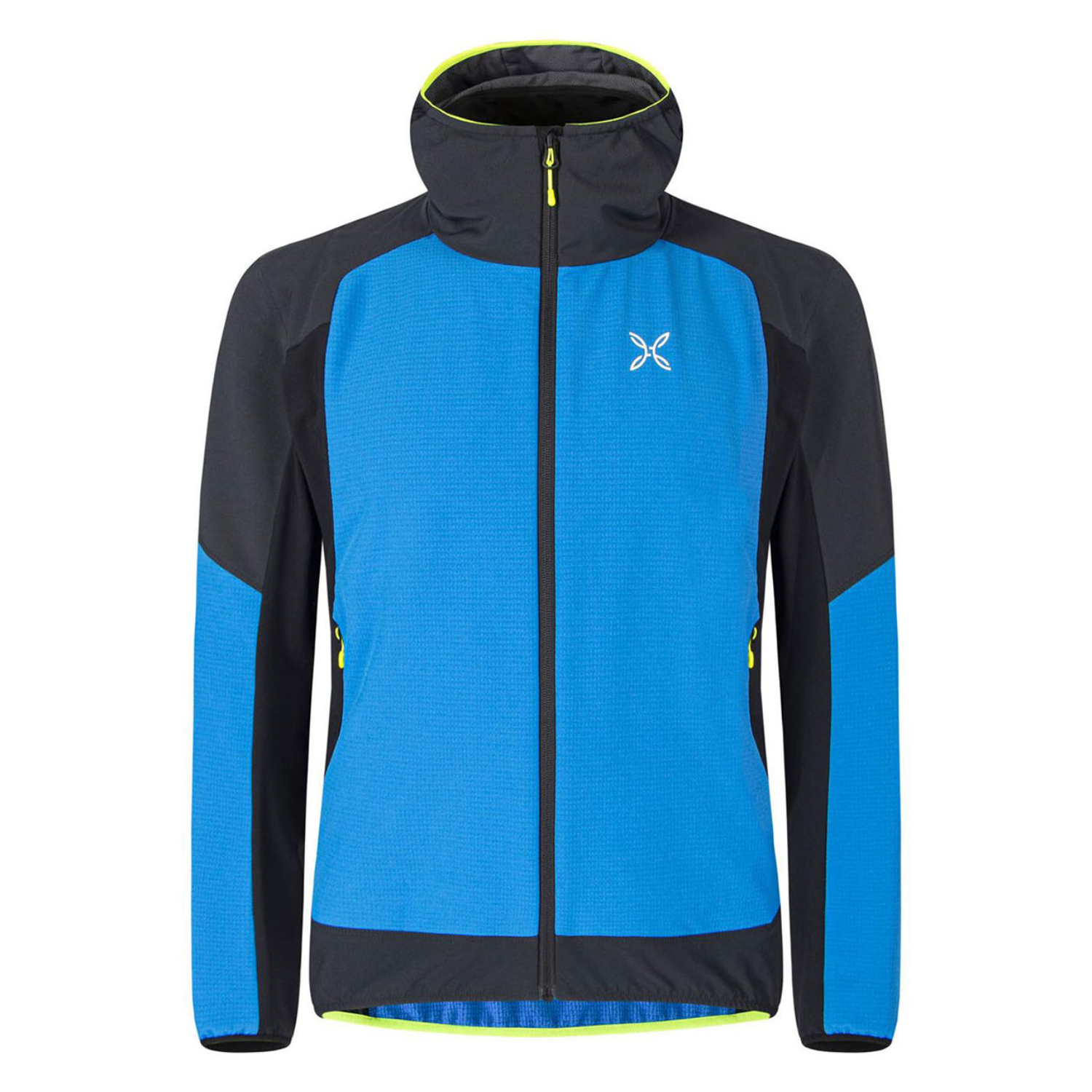 Męska kurtka softshellowa Montura Premium Wind Hoody Jacket sky blue/neon yellow - L