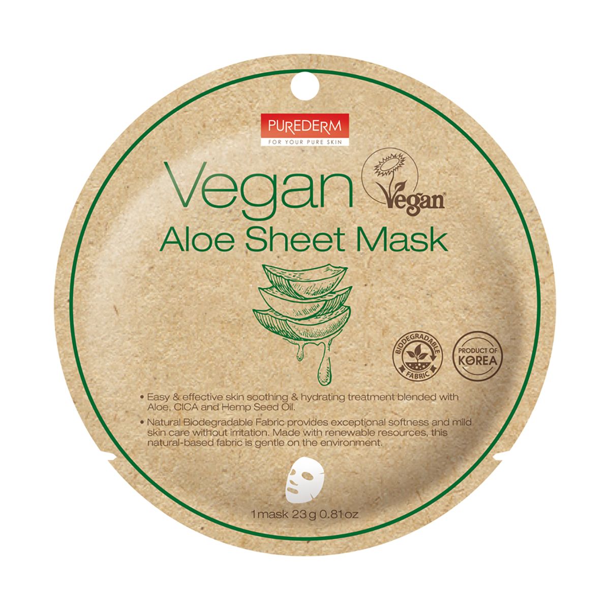 Purederm Vegan maska do twarzy, 23 g