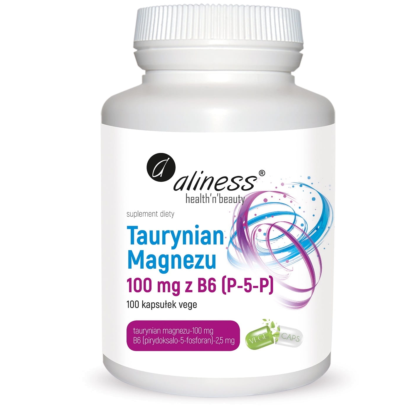 Aliness Taurynian Magnezu suplement diety, 100 kaps./1 opak.