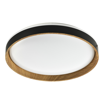 Plafon LED pierścieniowy jasne drewno czarny BOIS 49 cm