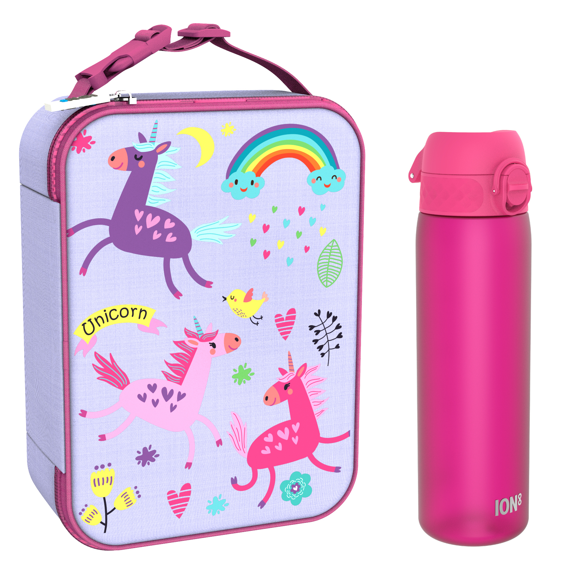 Ion8 zestaw: lunchbag Unicorn, 1 szt. + bidon na wodę, poj. 0,6 l, 1 szt.