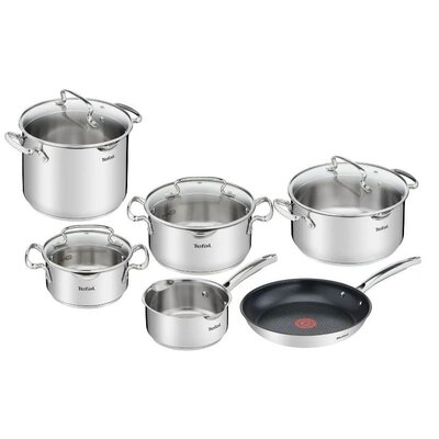 Zestaw garnków TEFAL Duetto+ G732SA55 Stal nierdzewna 18/10 Indukcja Możliwość mycia w zmywarce (10 elementów)