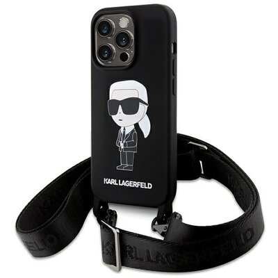 Etui KARL LAGERFELD Crossbody Silicone do Apple iPhone 15 Pro Czarny