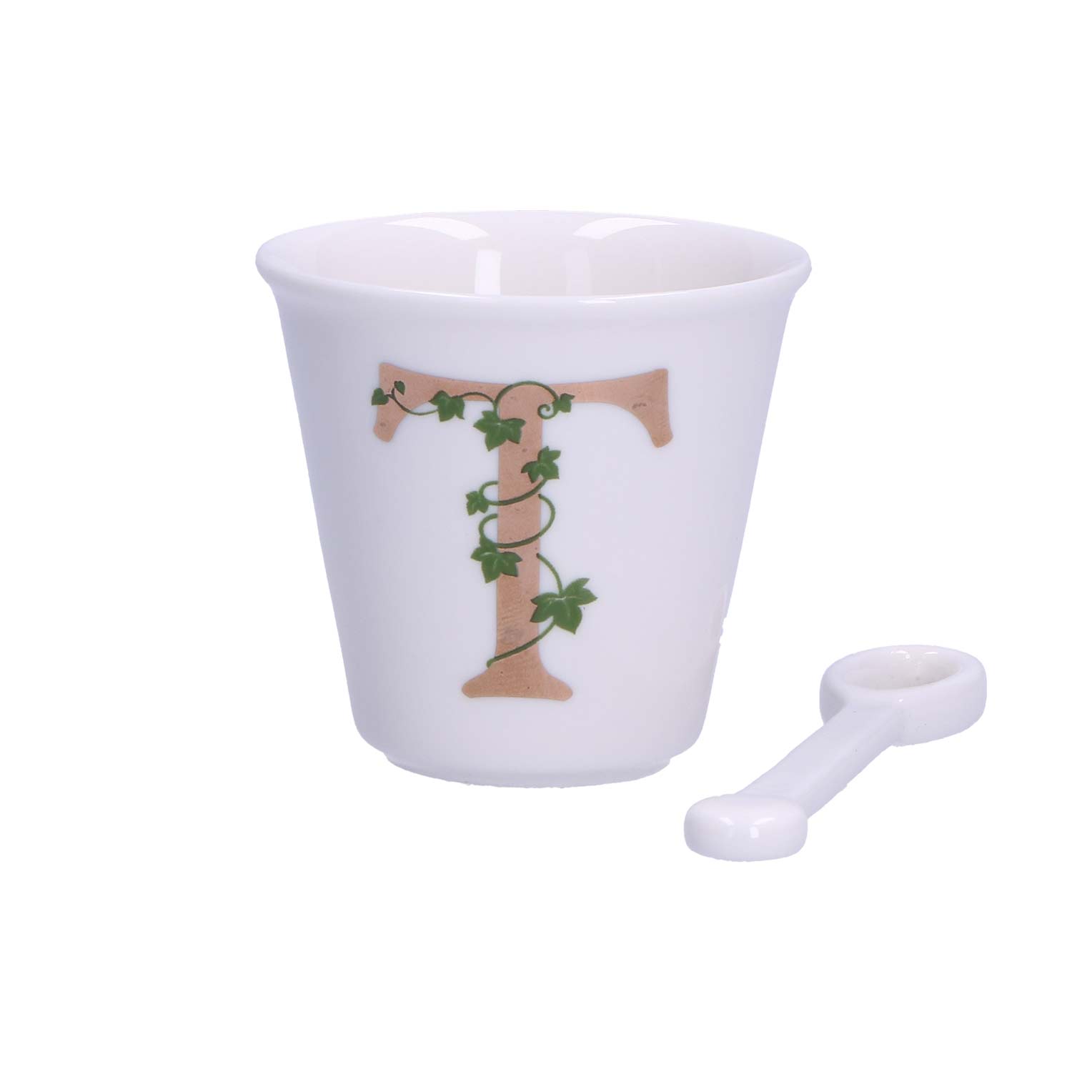 La Porcellana Bianca - Filiżanka z łyżeczką z literą T 75 ml Unico