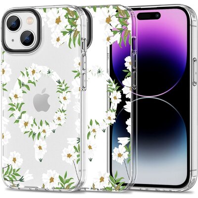 Etui TECH-PROTECT MagMood MagSafe do Apple iPhone 15 White Daisy