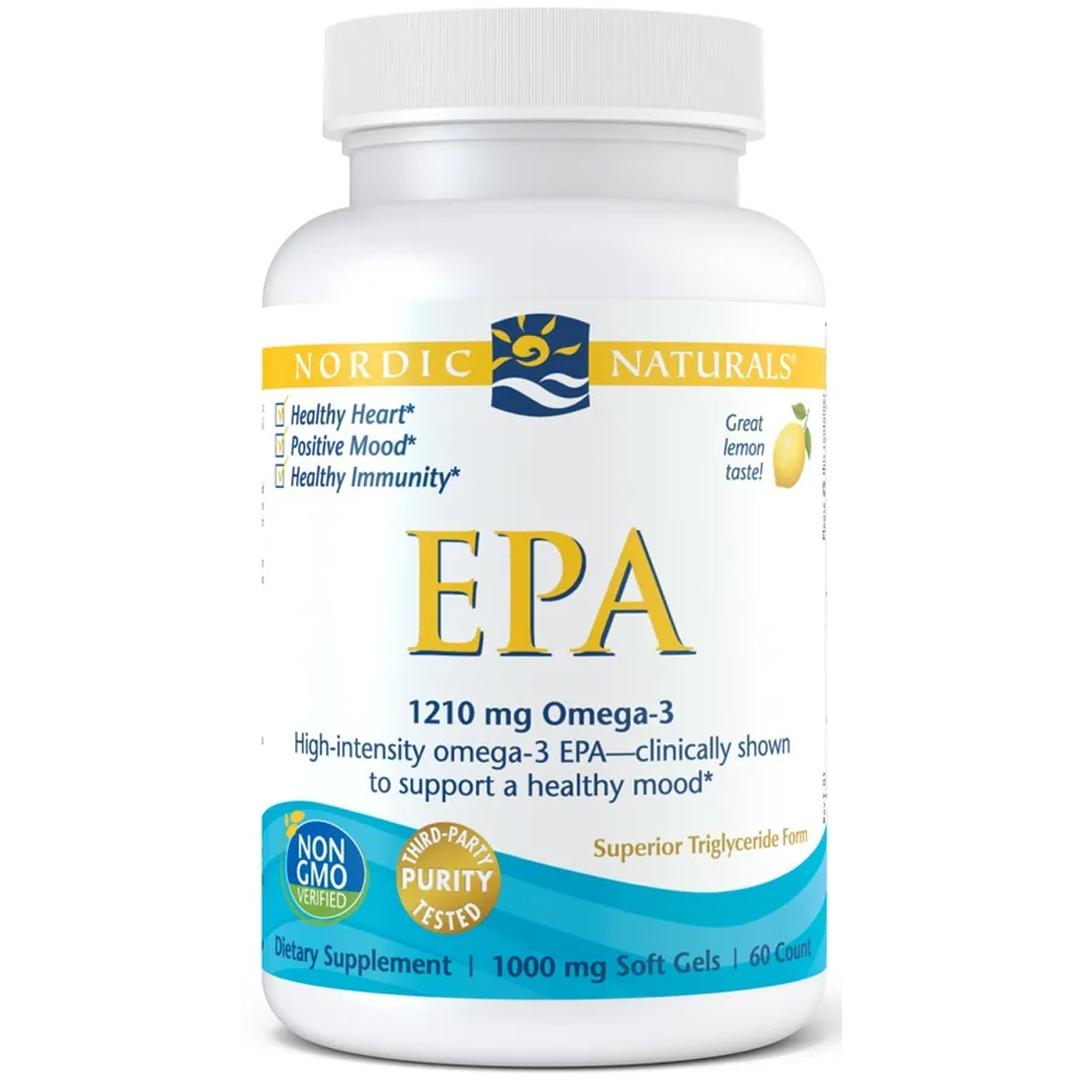 Nordic Naturals EPA suplement diety, 1210mg Omega 3, smak Cytrynowy, 60 kaps./1 opak.