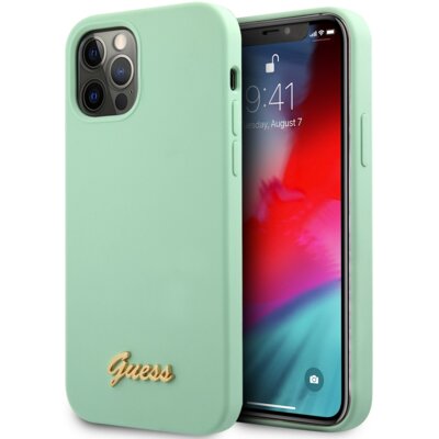 Etui GUESS Metal Logo Script do Apple iPhone 12/12 Pro Zielony