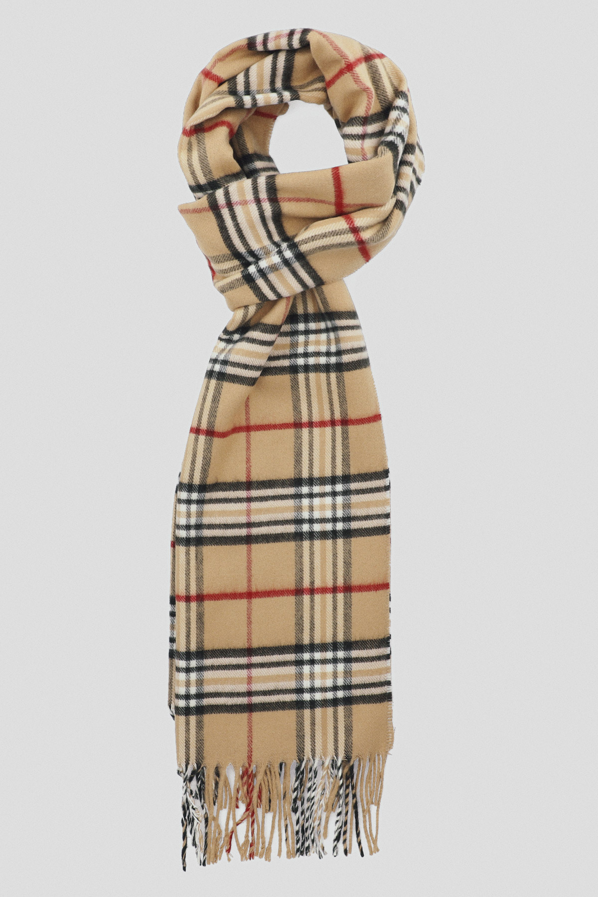 Lancerto Szalik Ciemnobeżowy w Małą Kratę Tartan Unisex