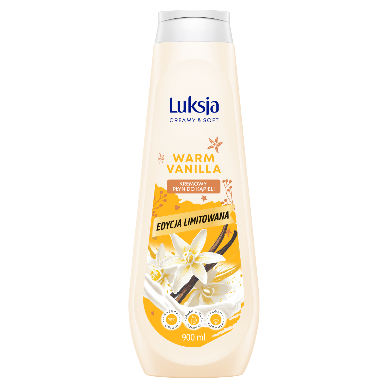 Luksja Creamy & Soft Warm Vanilla kremowy płyn do kąpieli, 900 ml