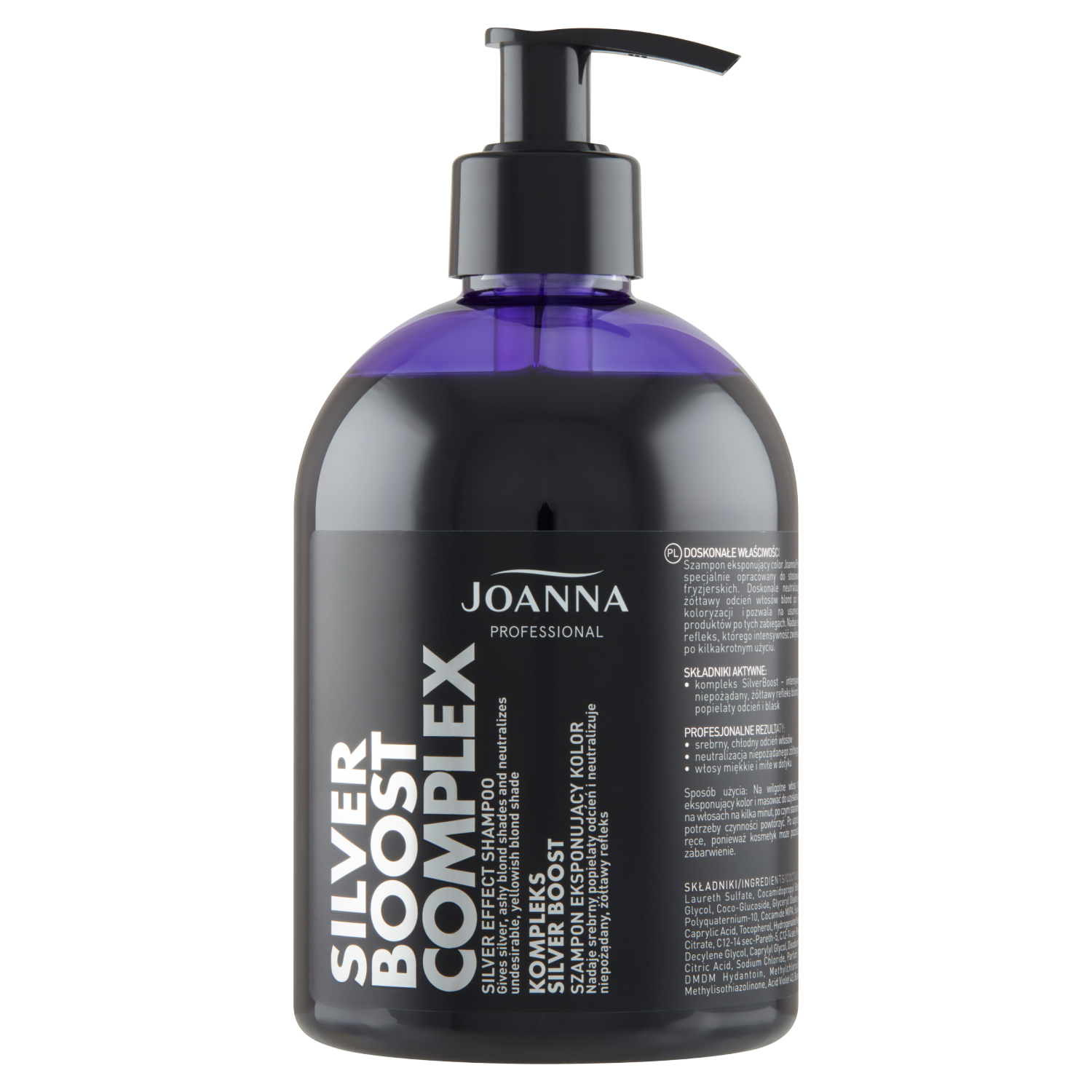 Joanna Professional Silver Boost Complex szampon eksponujący kolor włosów, 500 ml
