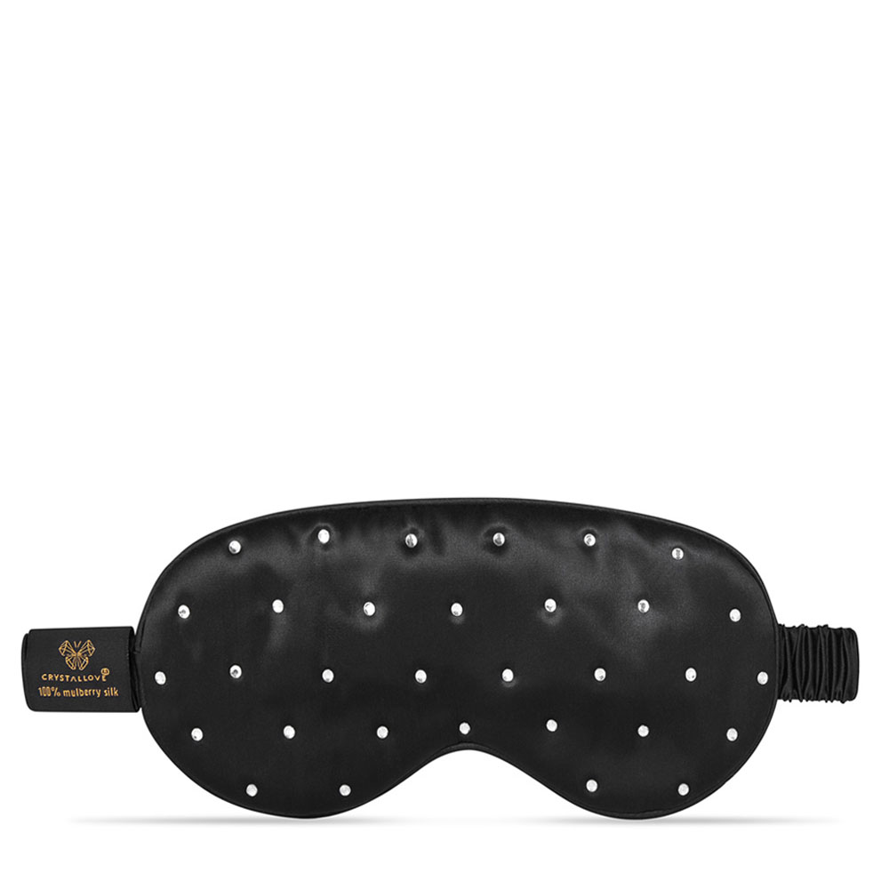 Crystallove Crystalized opaska na oczy z jedwabiu z kryształkami – black, 1 szt.