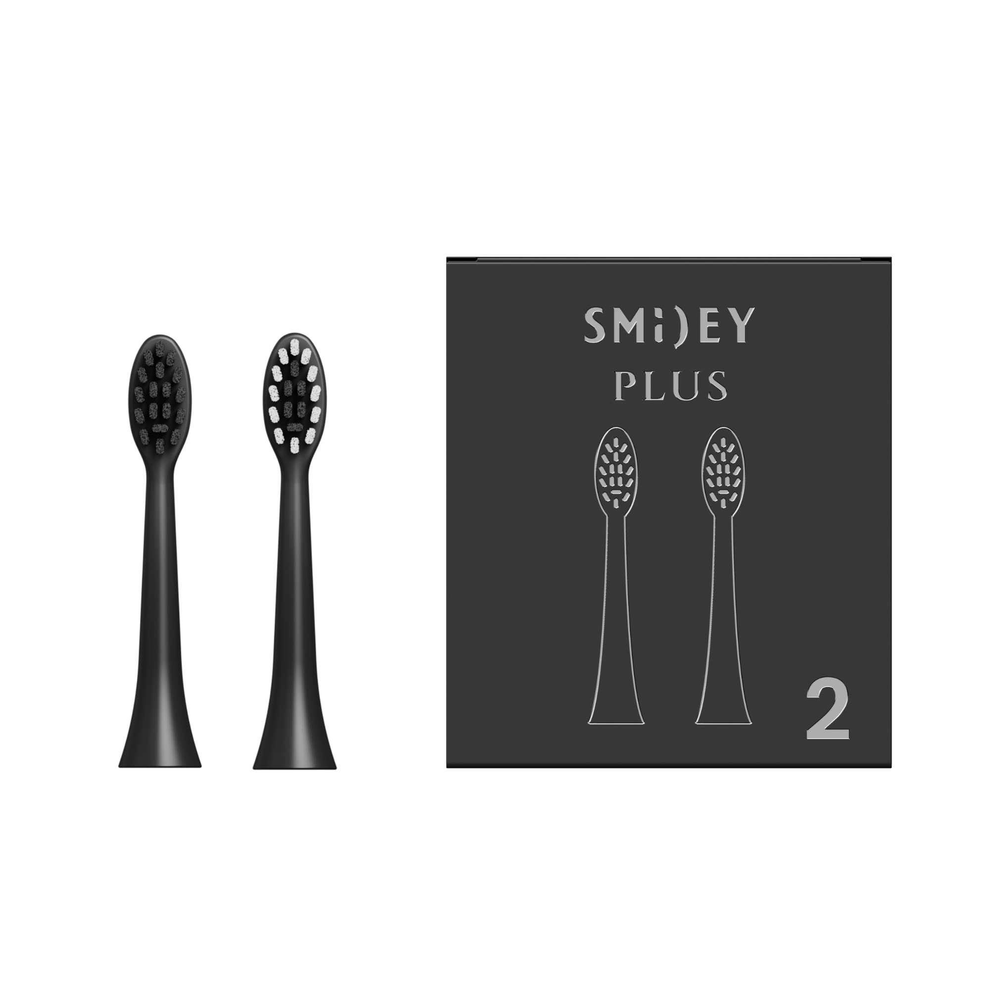 Smiley Plus końcówki do szczoteczki czarne, 2 szt./1 opak.
