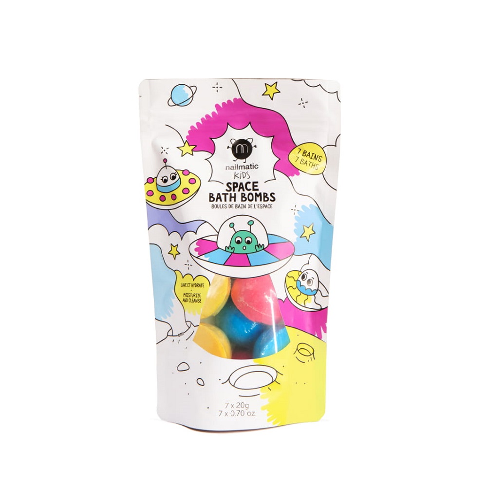 Nailmatic Kids Space Bath Bombs  musujące dyski do kąpieli dla dzieci, 7x20 g/1 opak.