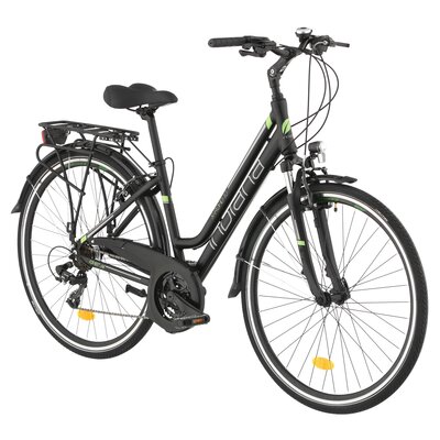 Rower trekkingowy INDIANA X-Road 1.0 D19 28 cali damski Czarno-zielony