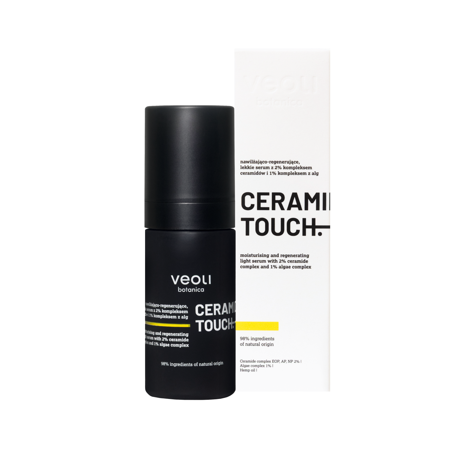 Veoli Botanica CERAMIDE TOUCH nawilżająco-regenerujące, lekkie serum z 2% kompleksem ceramidów i 1% kompleksem z alg, 30 ml