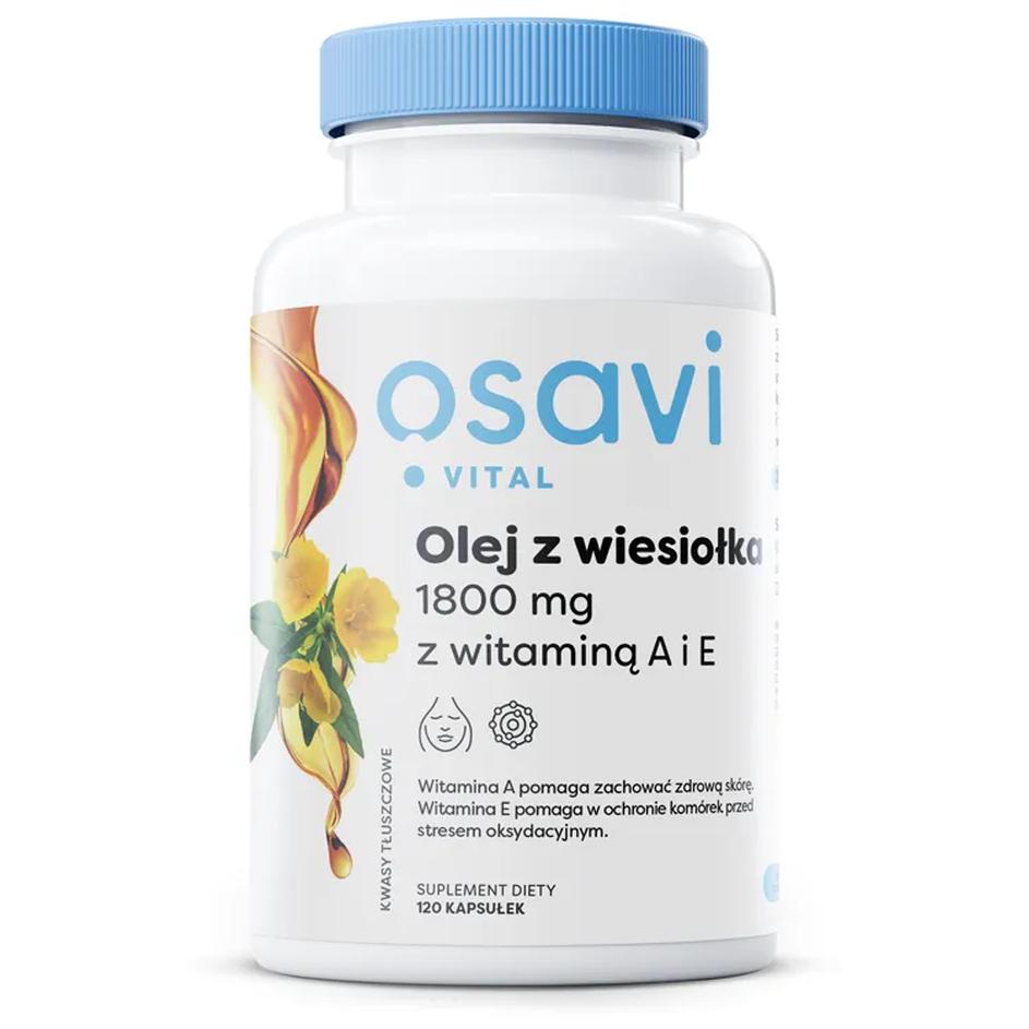 Osavi suplement diety olej z Wiesiołka z witaminą A i E, 1800mg, 120 kaps./1 opak.