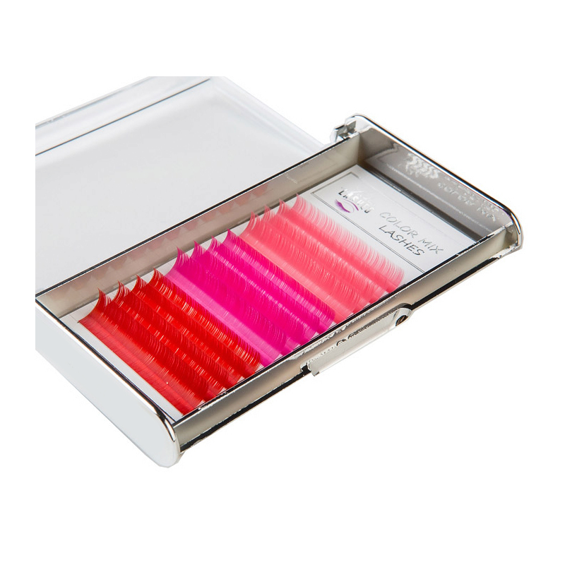 Looksus Lashes Color Mix 0,07 kolorowe rzęsy do przedłużania Sunset, skręt D, 1 opak.