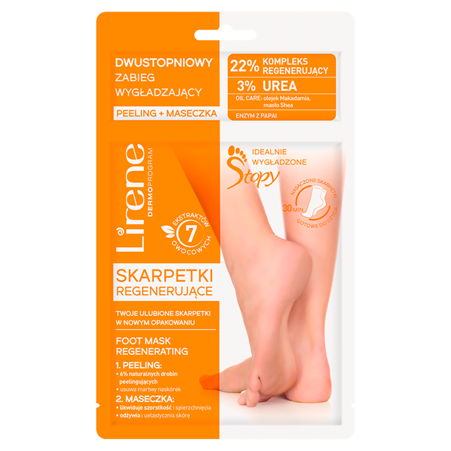 Lirene Dermoprogram dwustopniowy zabieg wygładzający do stóp w postaci skarpetek, 1 para