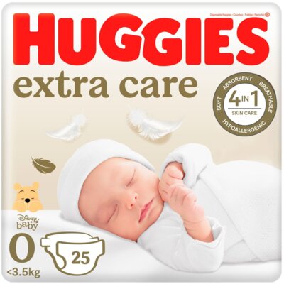 Pieluszki HUGGIES Extra Care 0 0-3kg (25 szt.)