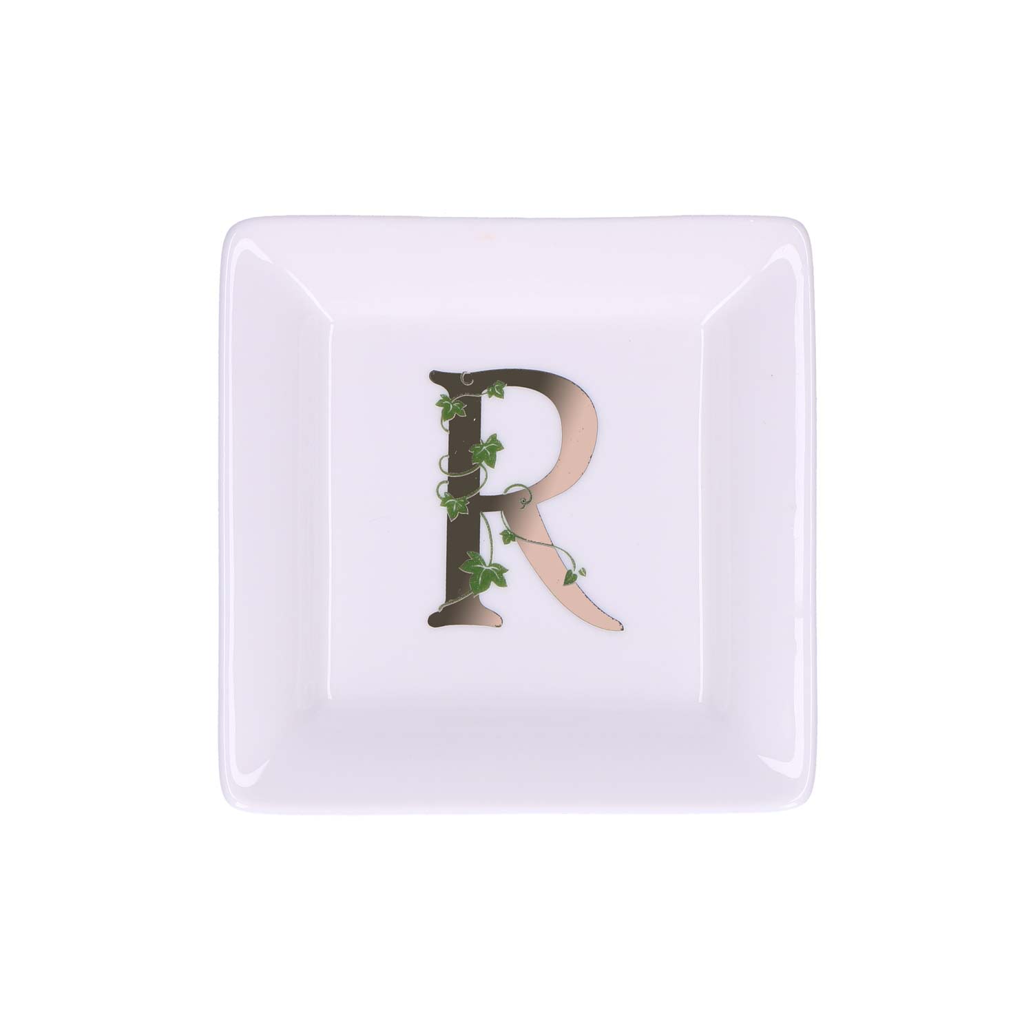 La Porcellana Bianca - Talerzyk kwadratowy z literą R 10 cm Adorato
