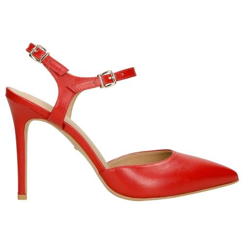 Wojas Czerwone Skórzane Szpilki Z Odkrytą Piętą