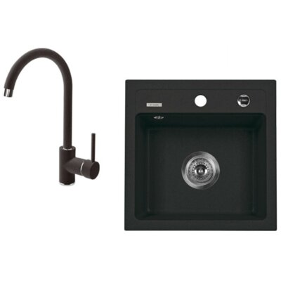 Zlewozmywak jednokomorowy DEANTE Zorba ZQZA2103 44x44 + bateria Grafitowy