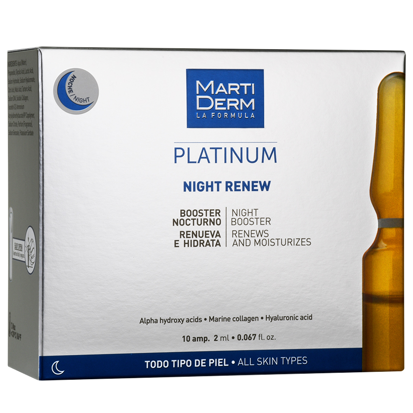 MartiDerm Platinum Night Renew przeciwstarzeniowy booster do twarzy na noc w ampułkach, 10x2 ml