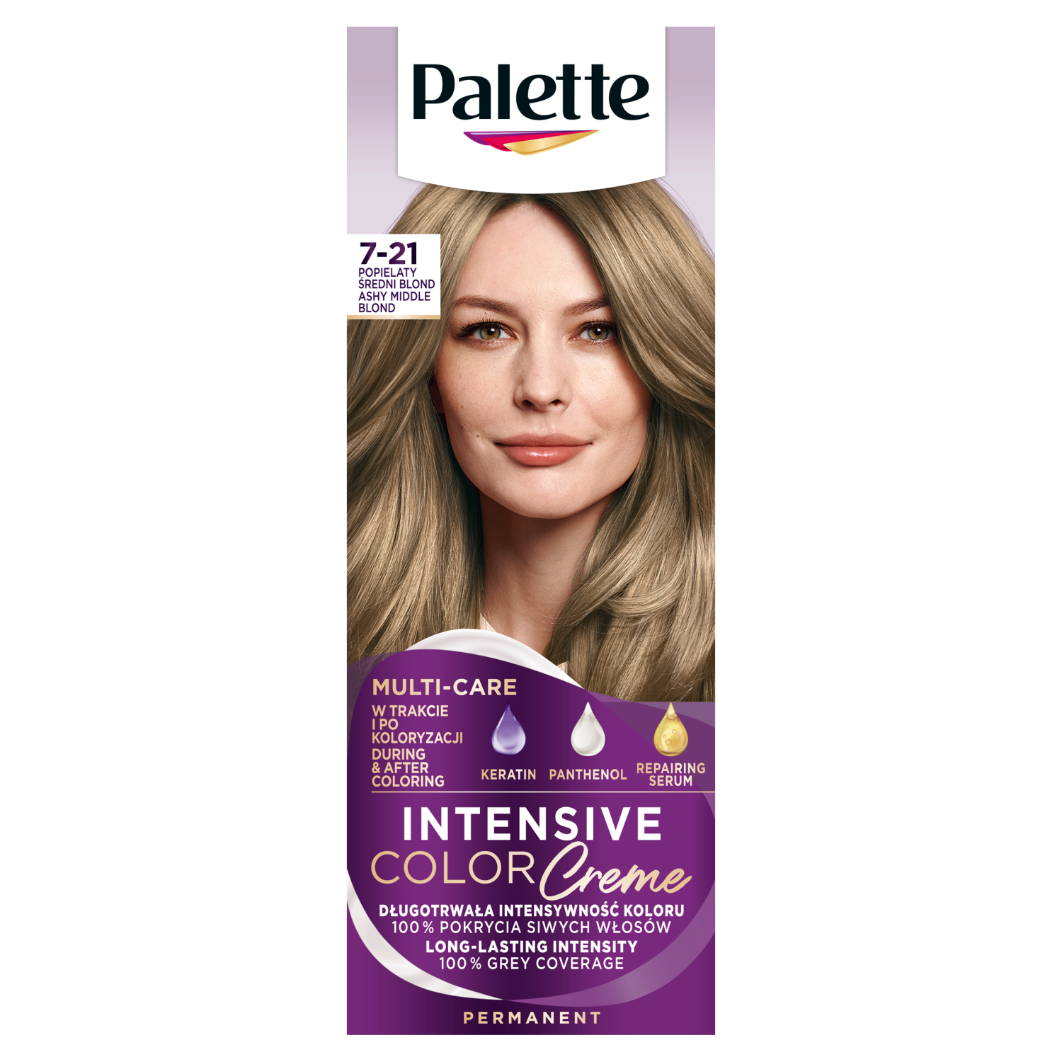 Palette Intensive Color Creme farba do włosów 7-21 popielaty średni blond, 1 opak.