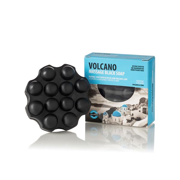 Santo Volcano Spa naturalne czarne mydło do masażu ciała i twarzy z oliwą z oliwek, 110 g