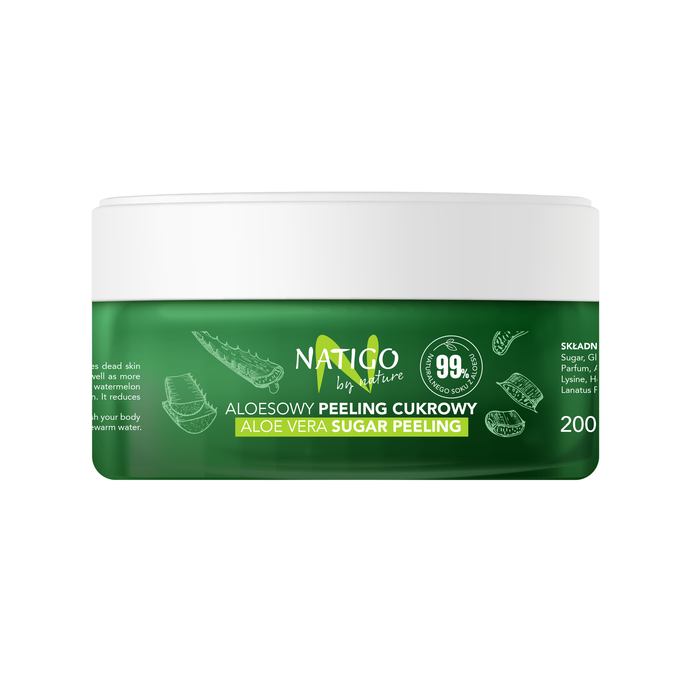 Natigo By Nature aloesowy peeling cukrowy do ciała, 200 g