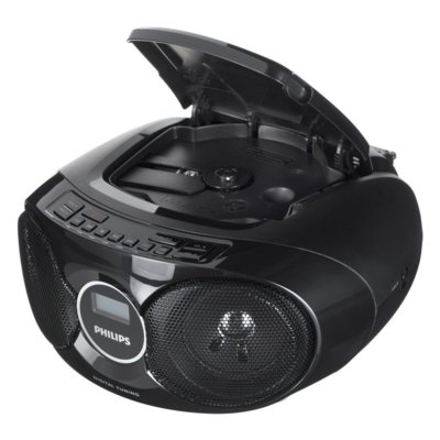 Radioodtwarzacz/Bombox PHILIPS AZ215B/12 Czarny, Odtwarzacz CD, CD-R, CD-RW, Tuner FM, Wejście AUDIO IN, Zasilanie Bateryjne