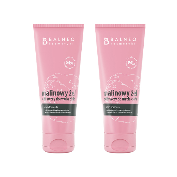 Balneokosmetyki zestaw: malinowy żel odżywczy do mycia ciała, 2x200 ml