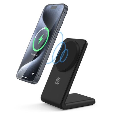 Ładowarka indukcyjna CRONG MagSpot Stand 2w1  15W Czarny MagSafe