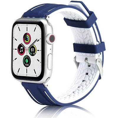 Pasek BELINE Solid Silicone do Apple Watch 2/3/4/5/6/7/8/SE/SE 2 (38/40/41mm) Granatowo-biały
