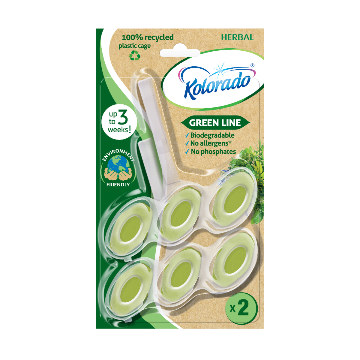 Kolorado Green Line kostka do WC Herbal, 2 x 51 g
