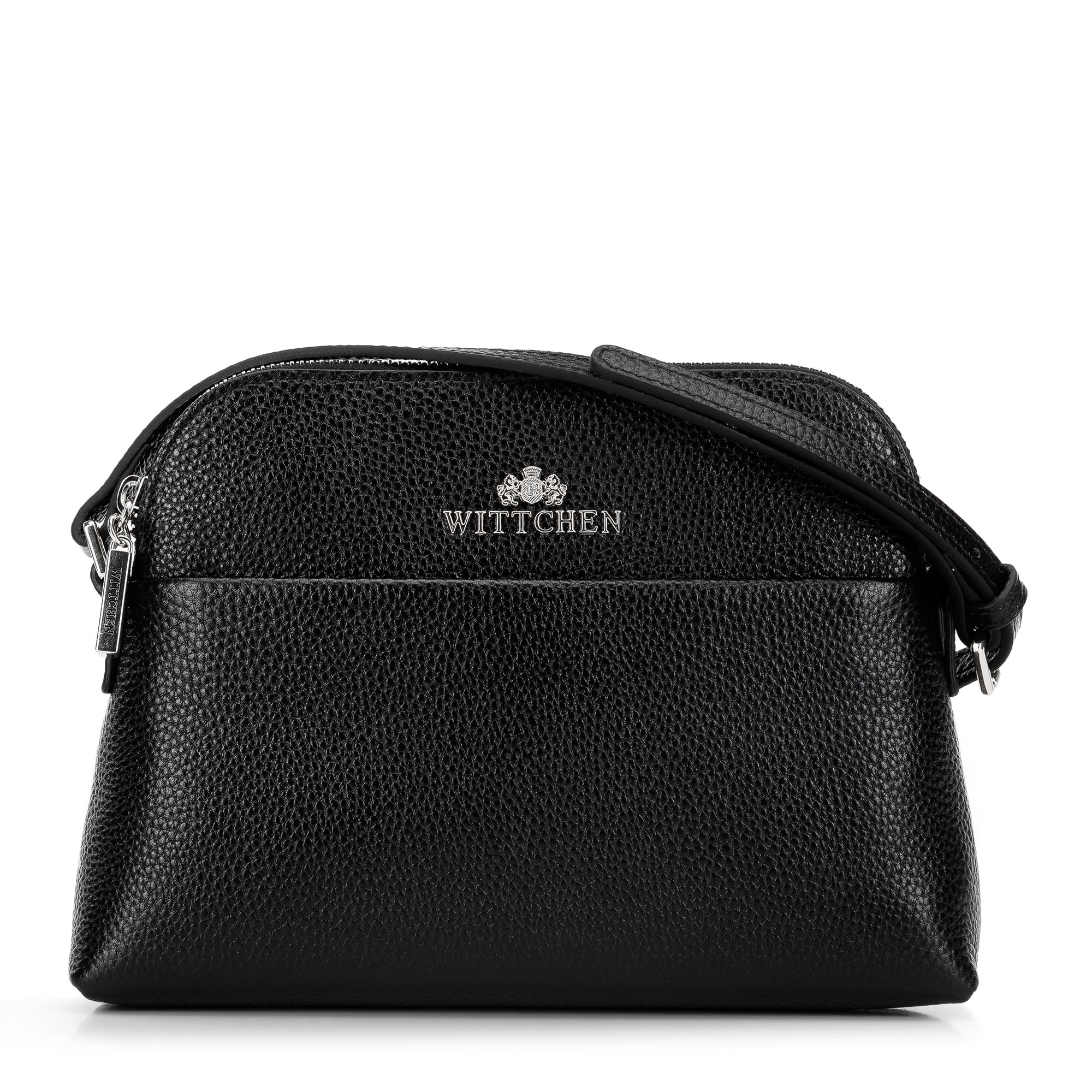 Minitorebka skórzana trapezowa czarno-srebrna