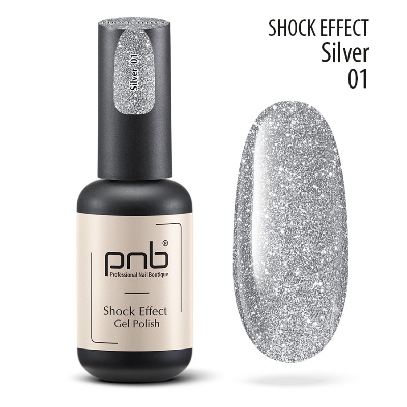 PNB Shock Effect lakier hybrydowy odblaskowy 01 silver srebrny, 8 ml
