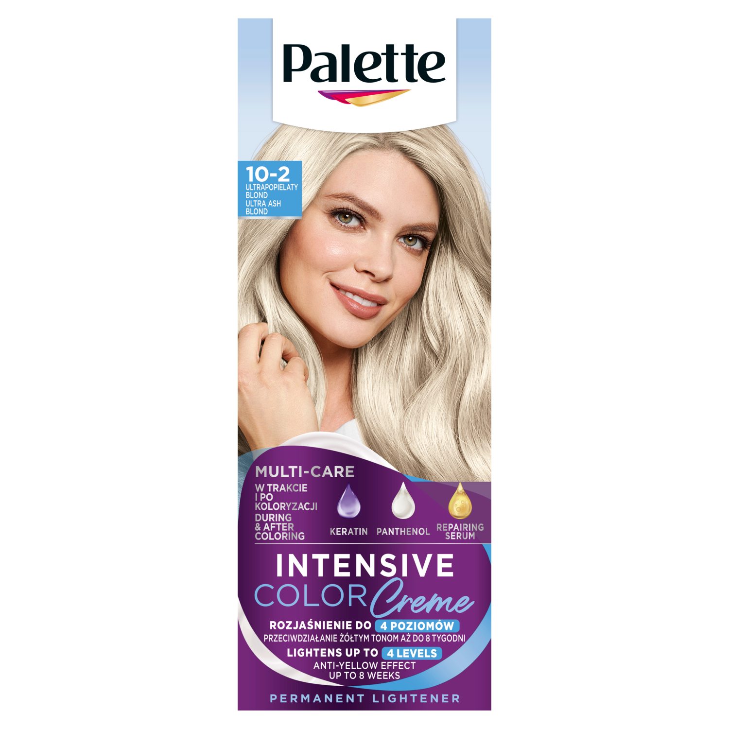 Palette Intensive Color Creme farba do włosów w kremie rozjaśniacz 10-2 (a10) ultrapopielaty blond, 1 opak.